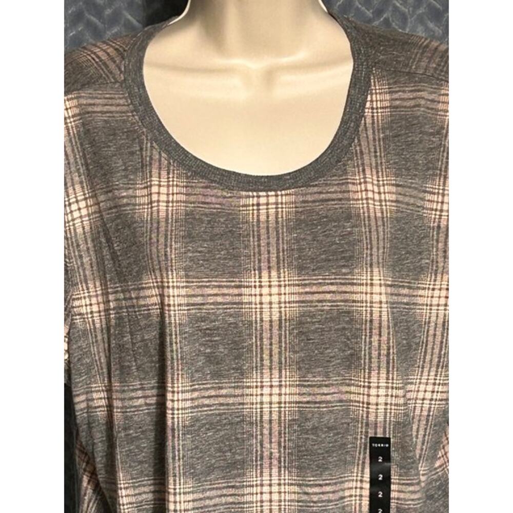 Torrid NWT Classic Fit Crew Neck Tee Sze 2X Grey Plaid Collegiate Preppy Sporty - Picture 2 of 5
